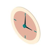 Wall clock isometric icon for web, interiors vector