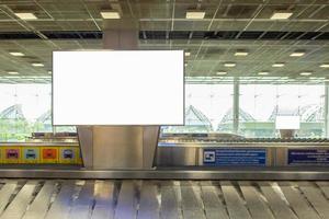 blank advertising billboard at airport background large LCD advertisement photo