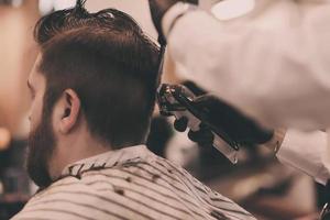 bearded man in barbershop. photo