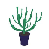 cactus rayado en la ilustración de vector de olla de casa en estilo plano