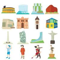 Conjunto de iconos de viajes argentina, estilo de dibujos animados vector