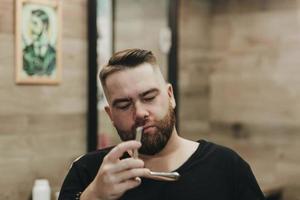 Portrait of stylish man beard photo