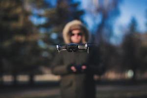 man on the background of drone. photo