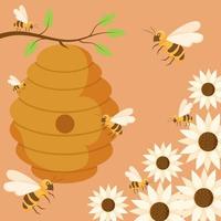 bees making honey vector