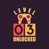 Level 3 Unlocked, 3rd Birthday for Gamers vector