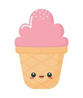 pink kawaii ice cream vector