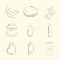 nine olive items vector