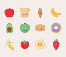 twelve cute foods vector