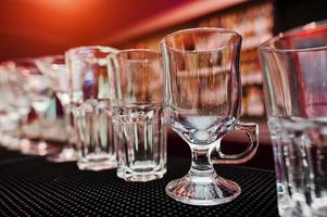 Set of collection cup glasses for bar drinks photo