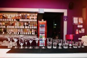 Set of collection cup glasses for bar drinks photo