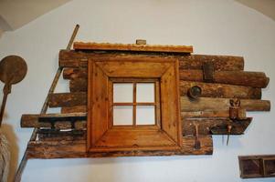 Old wooden window facade photo