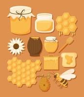 doce iconos de miel vector