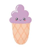 purple kawaii ice cream vector