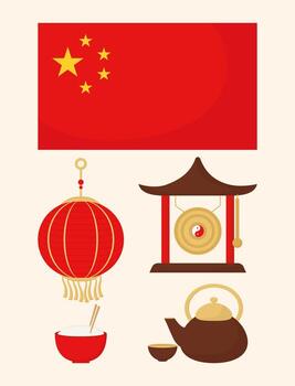 five chinese items vector