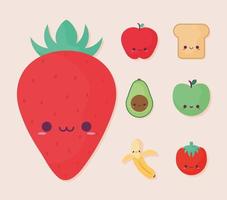seven cute foods vector