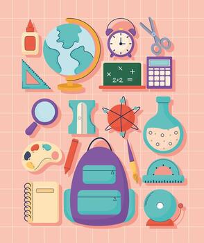 pretty school tools vector