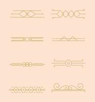 eight golden art deco vector