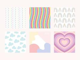 six cute backgrounds vector