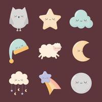 nine good night items vector