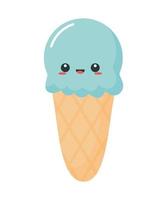 green kawaii ice cream vector