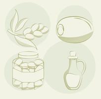 four olive items vector