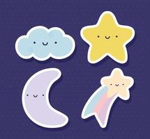 four good night icons vector