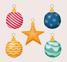 iconos de adornos navideños vector