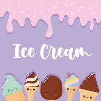 kawaii ice cream design vector