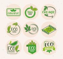 nine eco labels vector