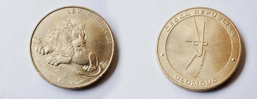 Set of coin crown  Czech Republic shows lion from Olomouc Zoo