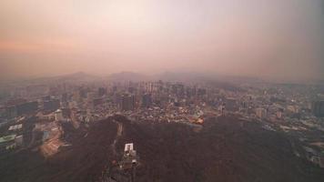 4K Timelapse Sequence of Seoul, Korea - Wide angle view of Seoul from Day to Night as seen from the N Seoul Tower