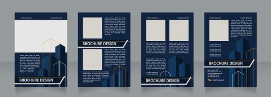 Corporate real estate dark navy blank brochure design vector