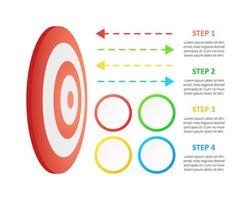 Red shooting target with arrows infographic chart design element set vector