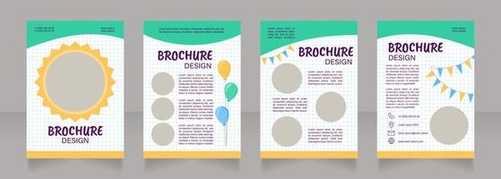 Funny children party blank brochure design. Amuse and fun. Template set with copy space for text. Premade corporate reports collection. Editable 4 paper pages. Caveat Brush, Acumin, Arial fonts used vector