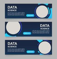 Instruments of data science development web banner design template vector