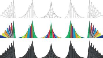 Sriti Shoudho icon set. The National Martyrs Monument of Bangladesh was set up in memory of 26 March as the Independence Day and 16 December as the Victory Day. Colorful line art shape collection. vector