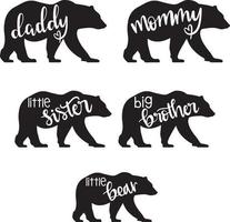 silueta de la familia del oso vector