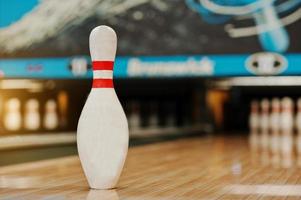 One bowling pin background bowling lane photo