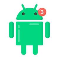 alerta de Android en icono de estilo plano, vector editable