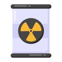 Toxic barrel, radioactive barrel flat icon vector