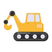 Excavator icon vector in flat design