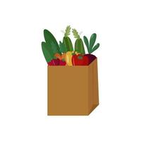 Bag with healthy organic vegetables and berries. vector