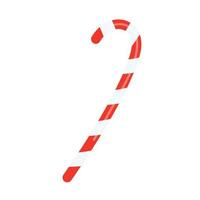 Lollipop cane on a stick in red and white stripes.  Vector Christmas and New Year illustration of sweets, confectionery