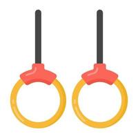 Gymnastic rings icon in flat style, gym exercise tool vector