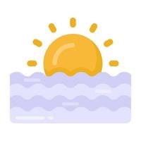 An editable flat style of sunrise icon vector