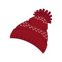 Winter knitted hat with a pattern and a pompom. Cute vector illustration. For a holiday card, banner, menu, flyer.