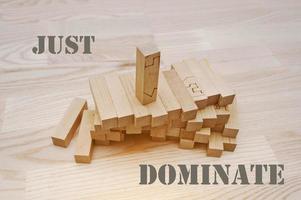 Wooden block with slogan dominate photo