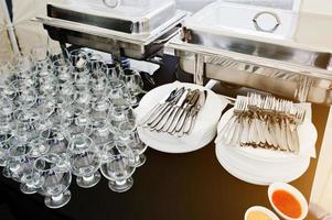 Catering table set for a meal photo