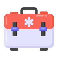 First aid kit icon in flat vector