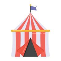 Fair, circus tent vector in flat style.